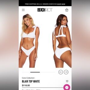 Beach riot Blair bikini top white Small
